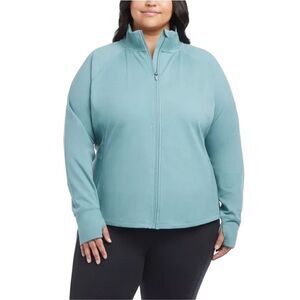 Jockey Women's 2XL Teal Track Jacket Moisture-Wicking Thumbholes NWOT